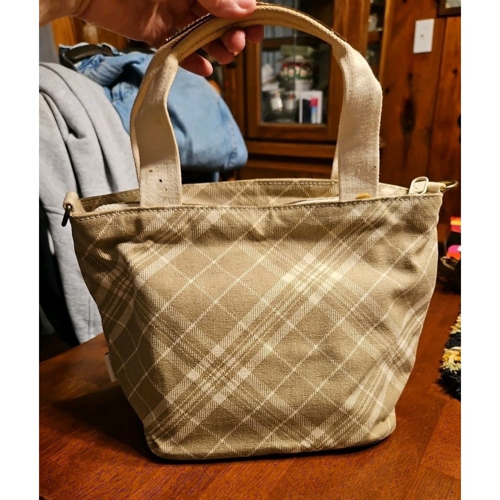 Vintage Liz Claiborne Beige Plaid Bag (571)‎